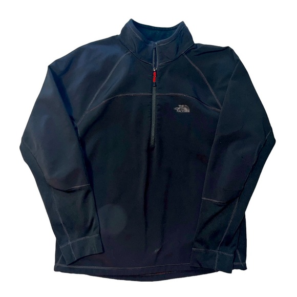 The North Face 1/2 Zip Fleece Pullover Sweatshirt Mock Neck Red lining Size L - Picture 1 of 10